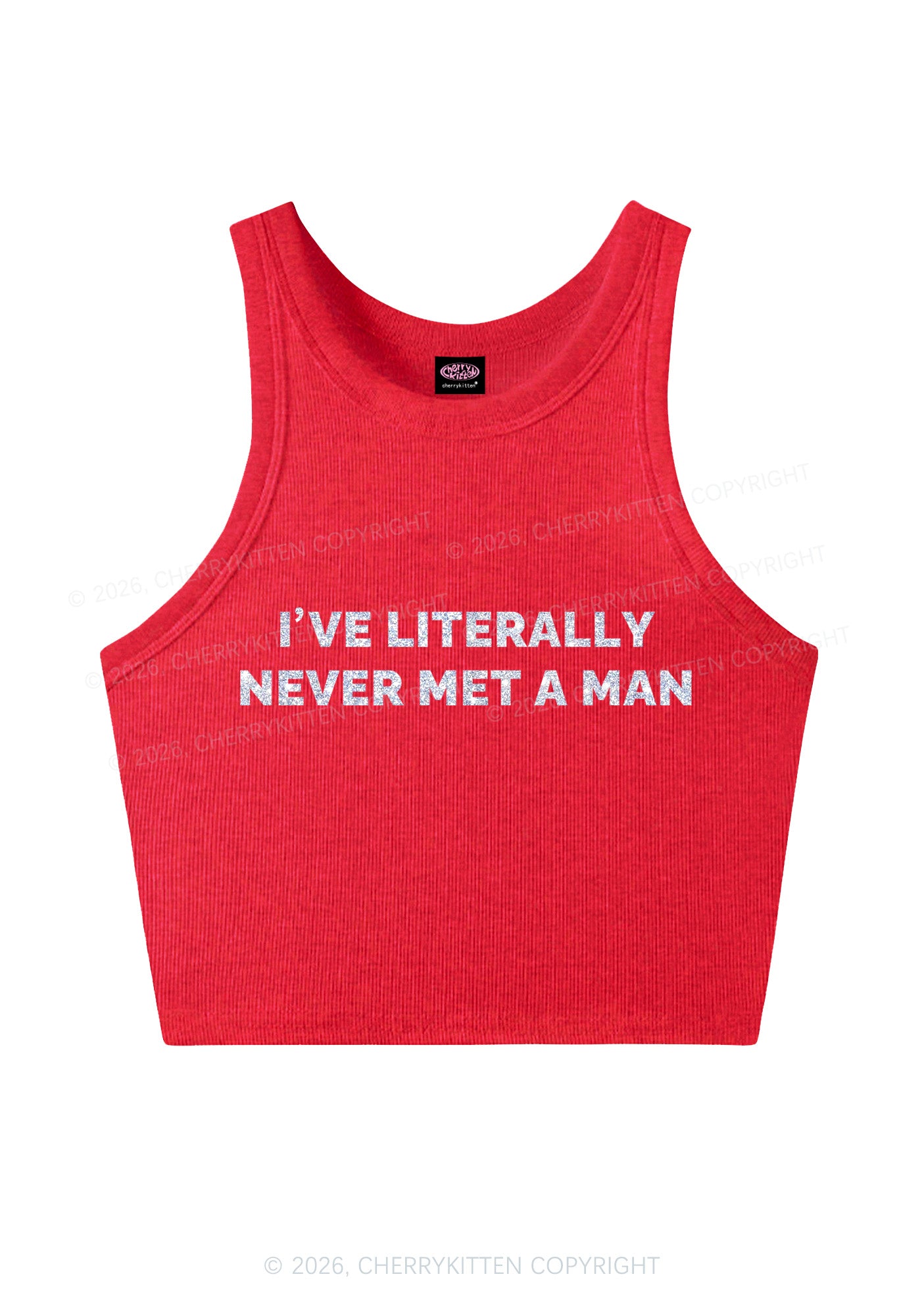 Glitter Never Met A Man Pride Y2K Crop Tank Top Cherrykitten