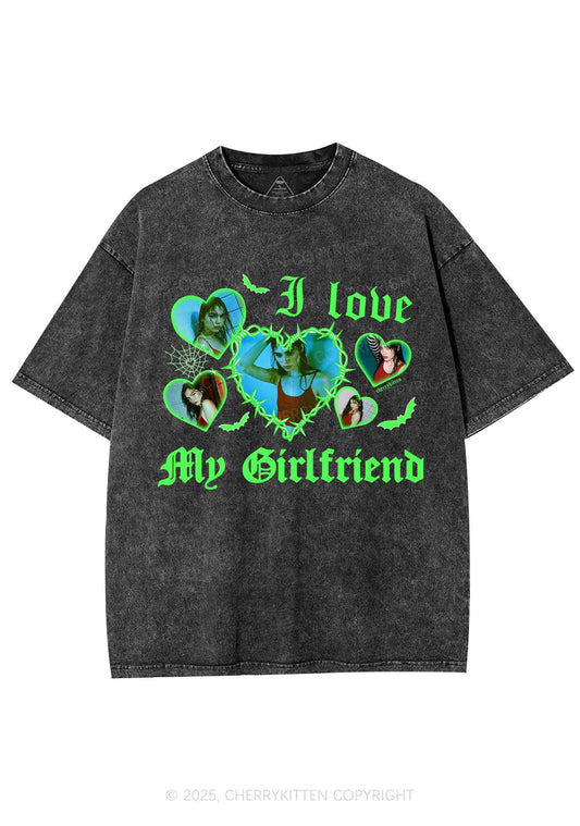 Custom Halloween Girlfriend Photos Y2K Shirts Washed Tee Cherrykitten