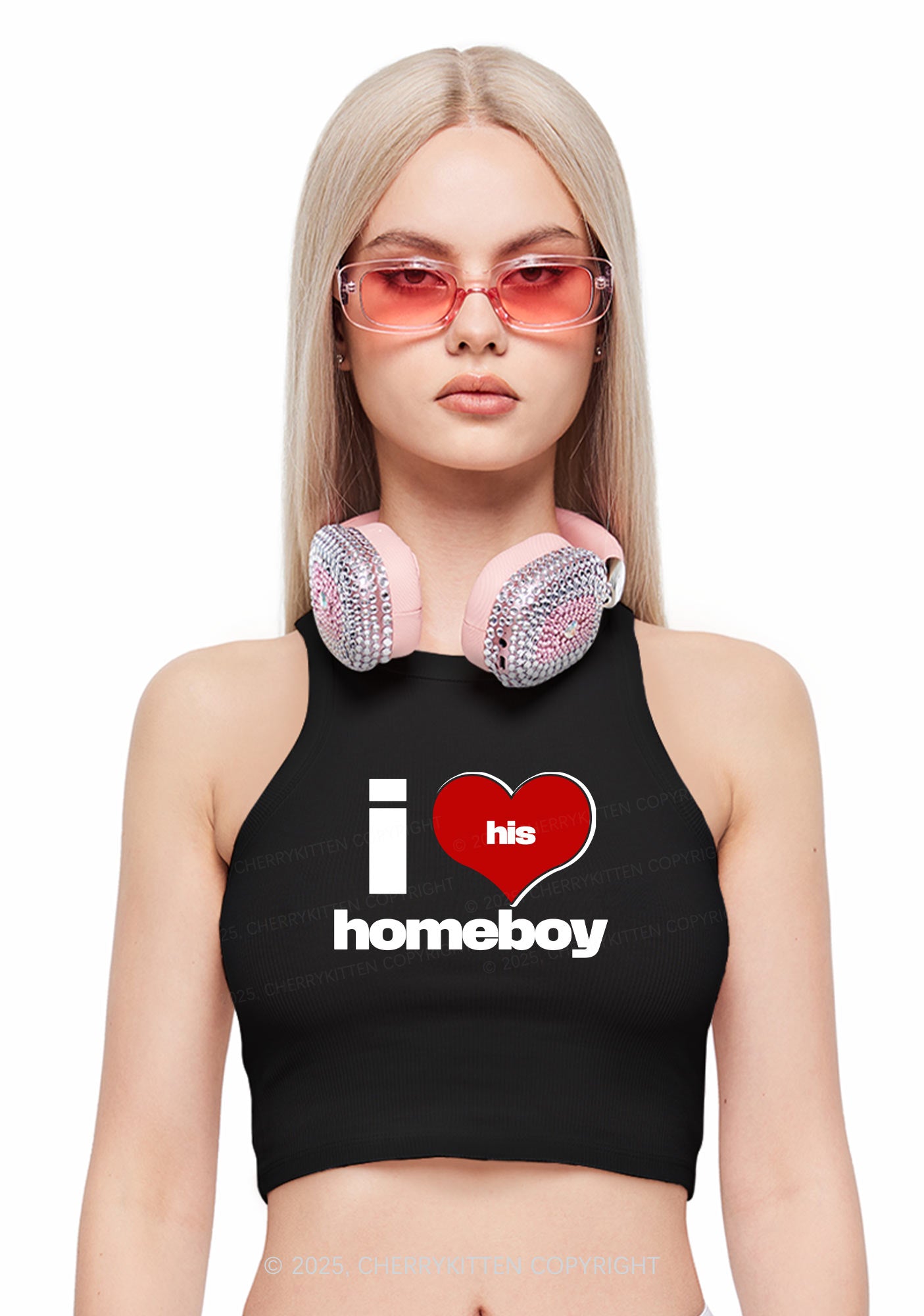 I Love His Homeboy Y2K Crop Tank Top Cherrykitten