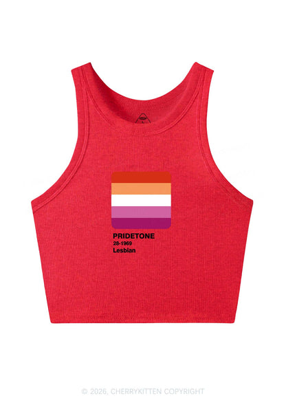 Pridetone Lesbian Pride Y2K Crop Tank Top Cherrykitten