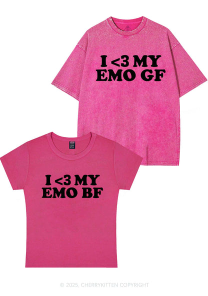 I Love My Emo BF GF Y2K Valentine's Day Couple Shirt Cherrykitten