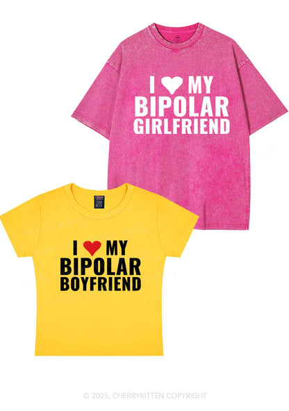 I Love My Bipolar GF BF Y2K Valentine's Day Couple Shirt Cherrykitten