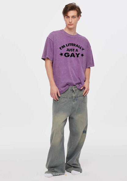 Literally Just A Gay Pride Y2K Shirts Washed Tee Cherrykitten