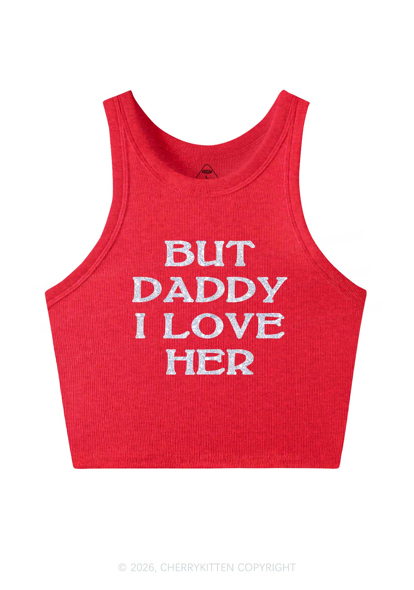 Glitter But Daddy I Love Her Pride Y2K Crop Tank Top Cherrykitten