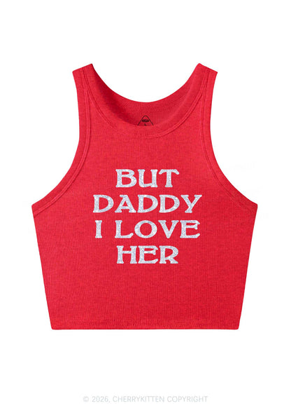 Glitter But Daddy I Love Her Pride Y2K Crop Tank Top Cherrykitten