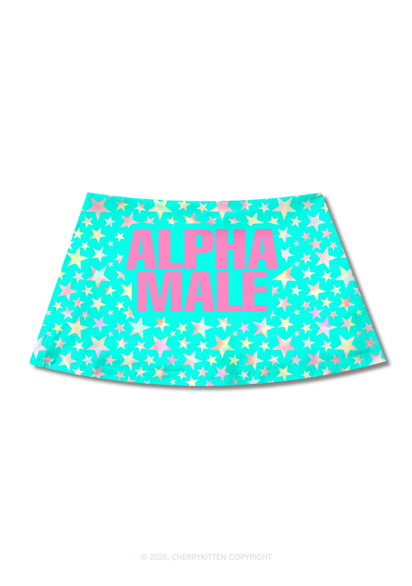 Blue Alpha Male Star Y2K Print Mini Skirt Cherrykitten