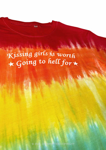 Kissing Girls is Worth Y2K Tie Dye Shirts Cherrykitten