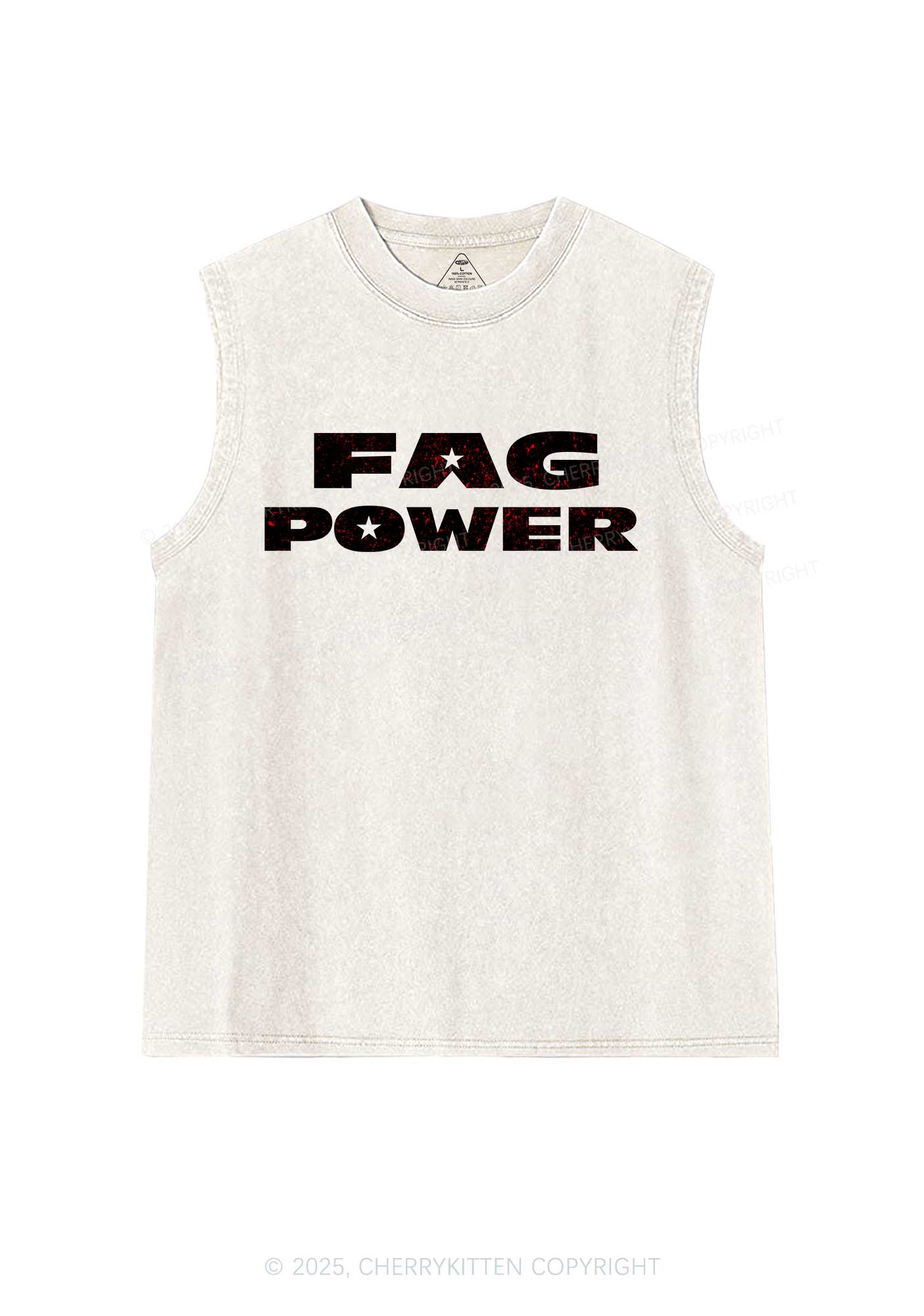 Fag Power Pride Y2K Washed Muscle Tank Cherrykitten