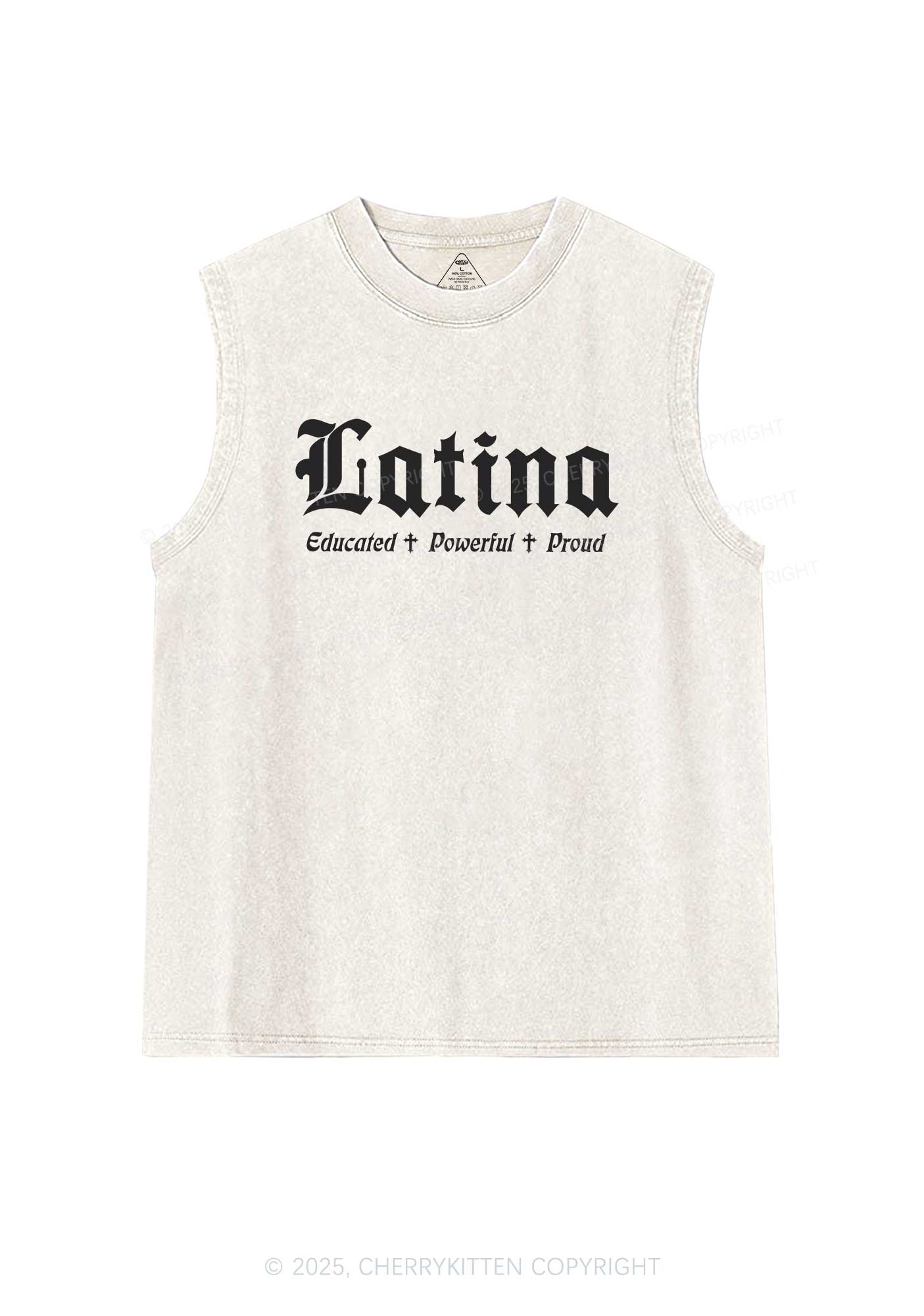 Educated Powerful Proud Latina Y2K Washed Tank Cherrykitten
