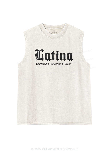 Educated Powerful Proud Latina Y2K Washed Tank Cherrykitten