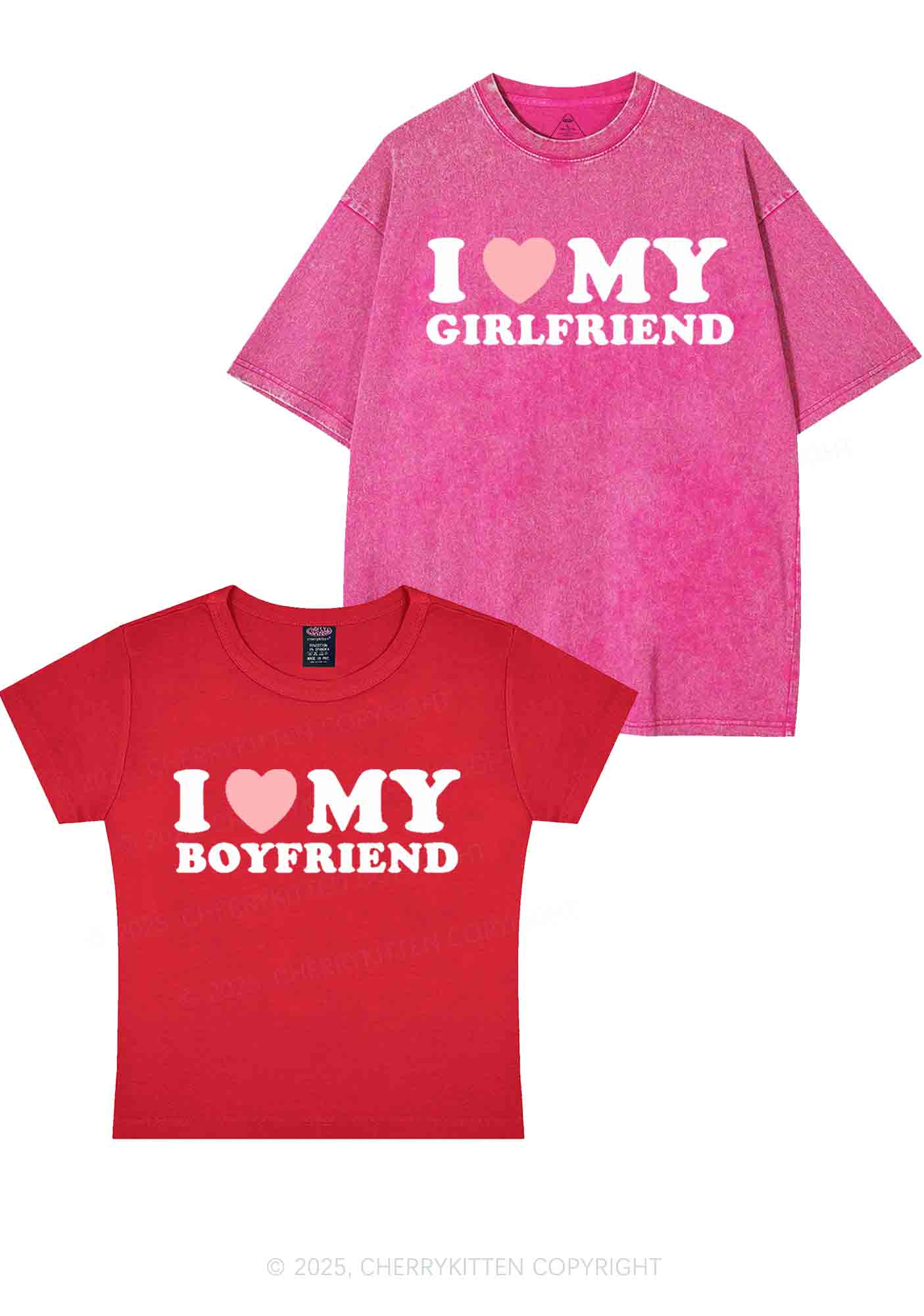 I Love GF BF Y2K Valentine's Day Couple Shirt Cherrykitten