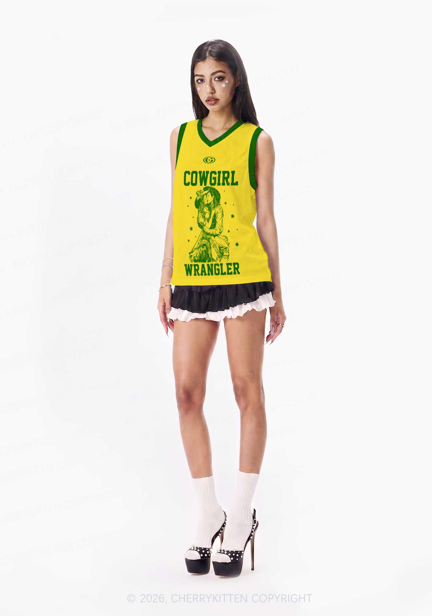 Yellow Cowgirl Wrangler Pride Y2K Sport Jersey Tank Cherrykitten