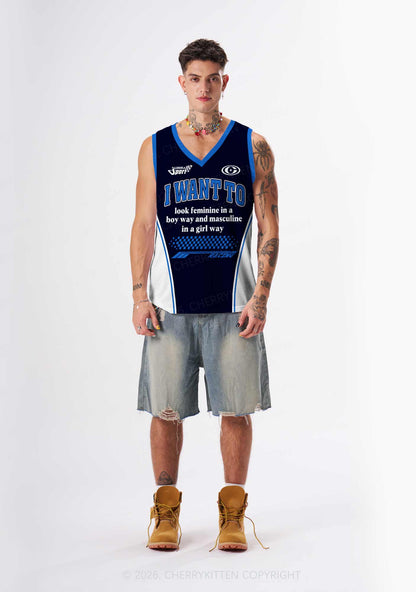 I Want To Feminine Masculine Pride Y2K Sport Jersey Tank Cherrykitten