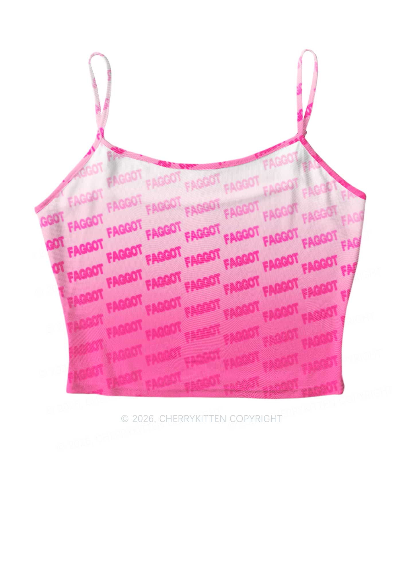 Faded Pink Faggot Pride Y2K Mesh Cami Tank Cherrykitten