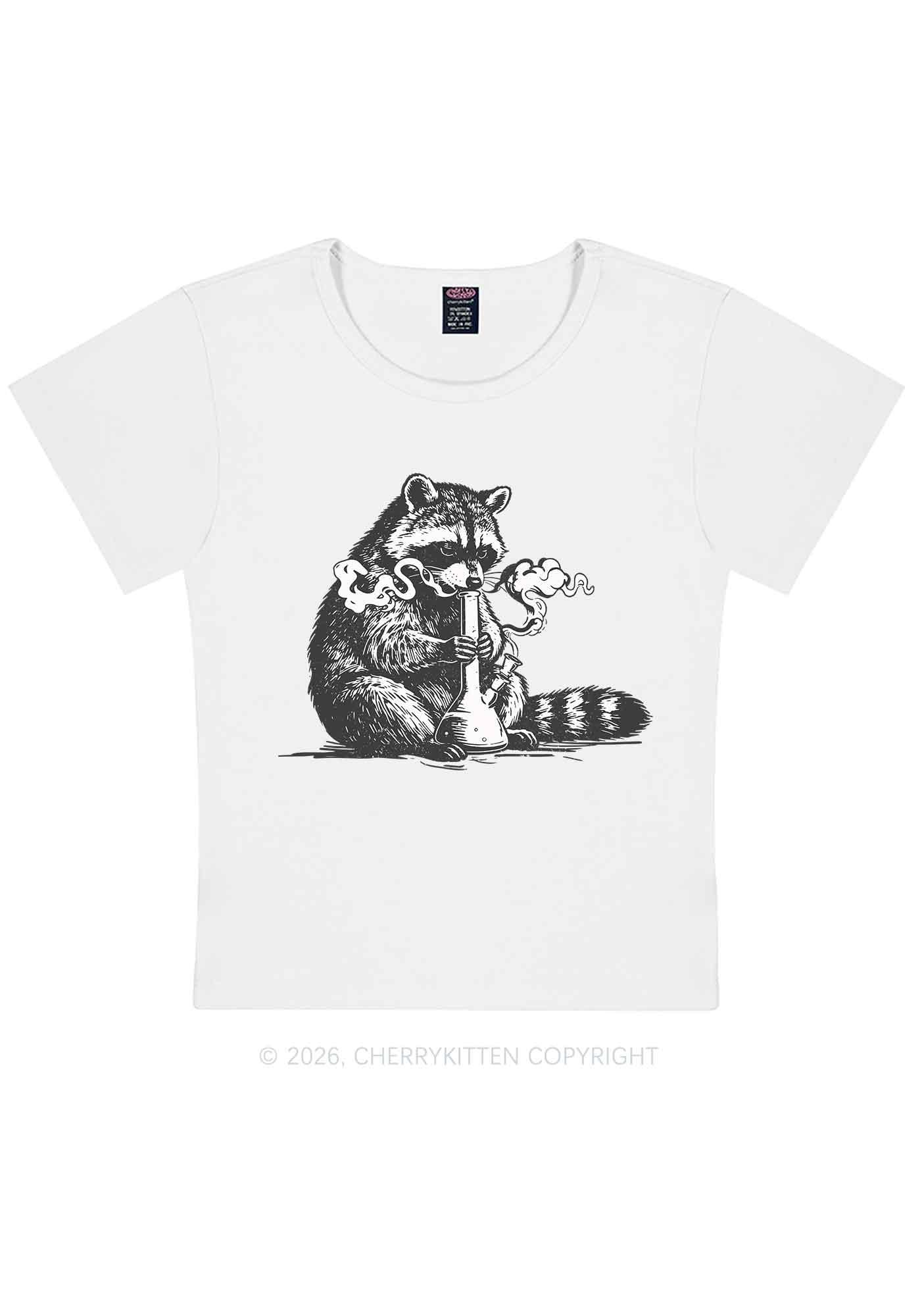 Stoned Raccoon Y2K Baby Tee Cherrykitten