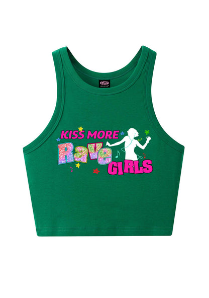 Kiss More Rave Girls Y2K Crop Tank Top Cherrykitten