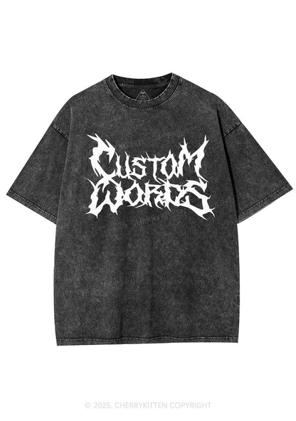 Custom Text Punk Font Y2K Shirts Washed Tee Cherrykitten