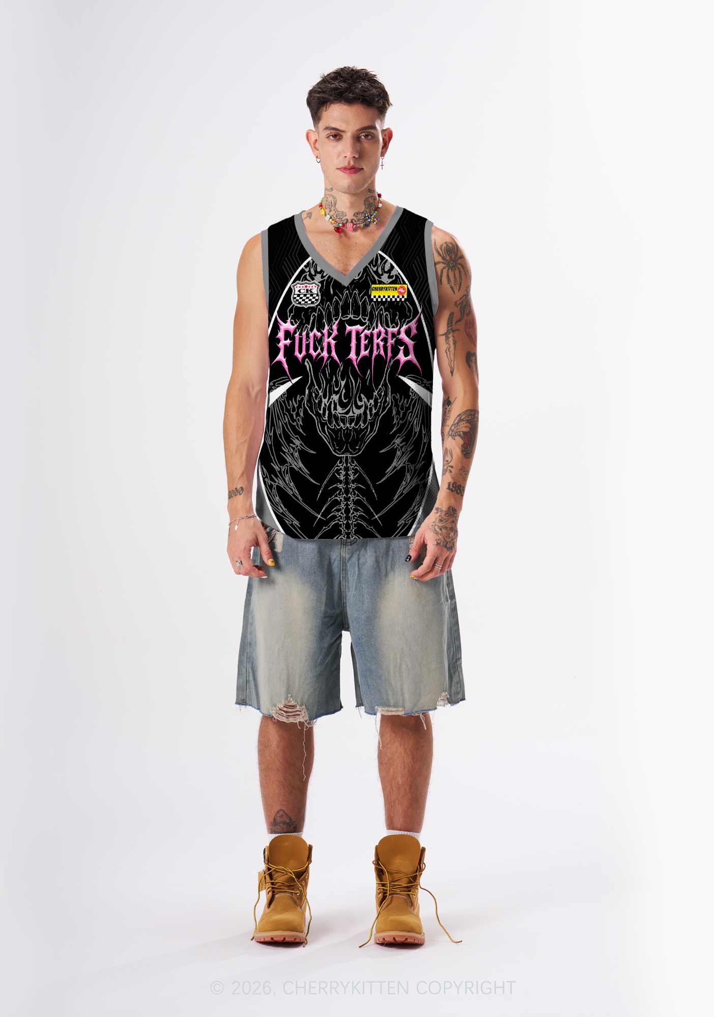 Fxxk Terfs Gothic Skull Pride Y2K Sport Jersey Tank Cherrykitten