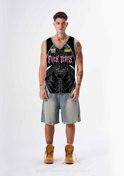 Fxxk Terfs Gothic Skull Pride Y2K Sport Jersey Tank Cherrykitten