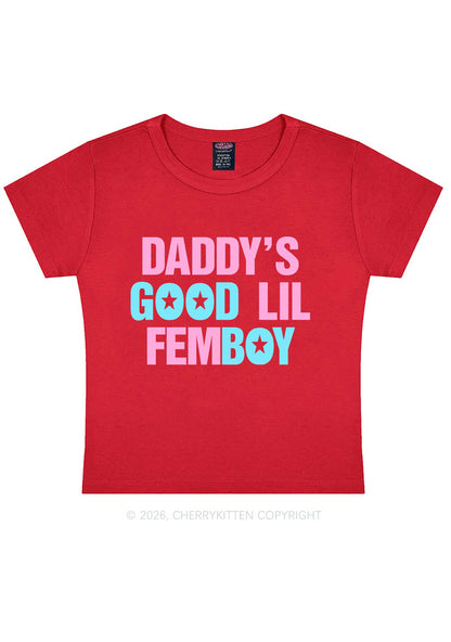 Daddys Good Lil Femboy Pride Y2K Baby Tee Cherrykitten