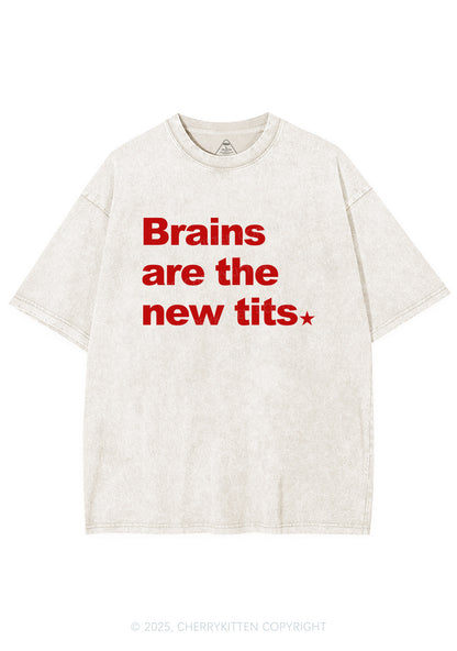Brains Are New Txts Y2K Shirts Washed Tee Cherrykitten