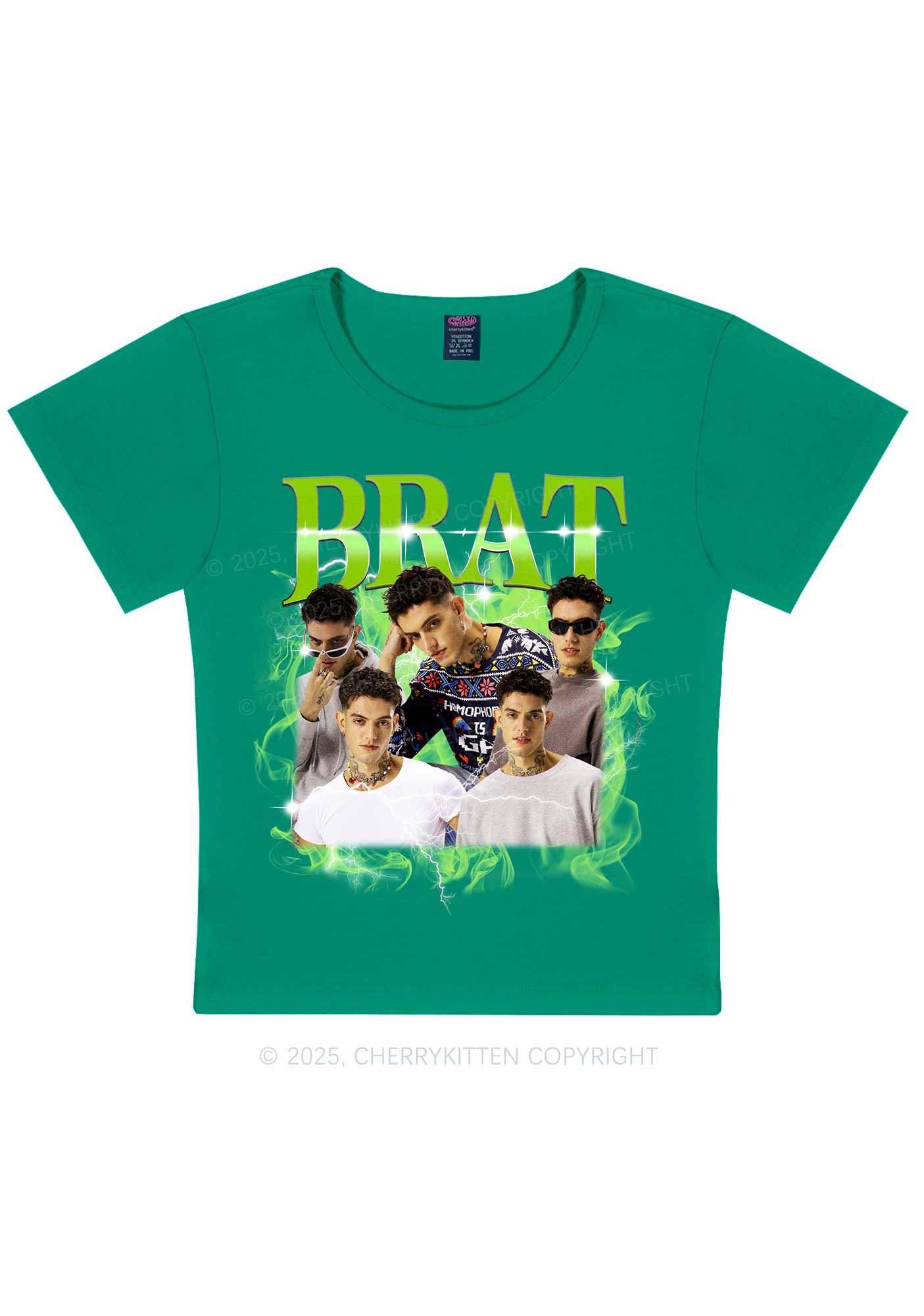 Custom Brat Portrait Y2K Baby Tee Cherrykitten