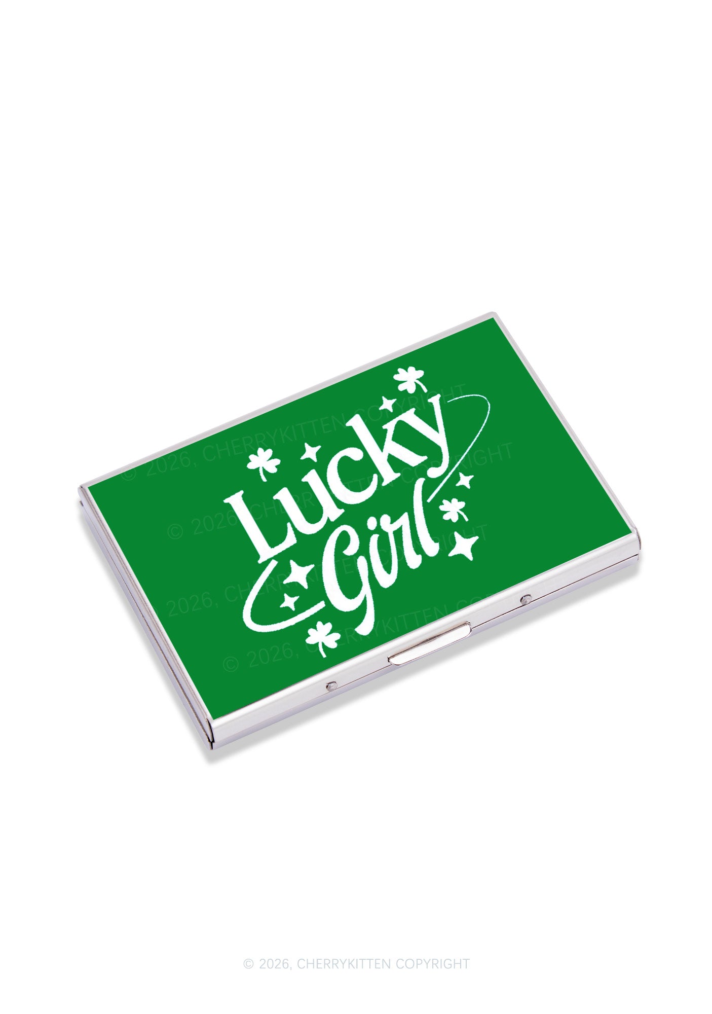 Lucky Girl Star Clover St Patricks Y2K Mirror Cigarette Case Cherrykitten