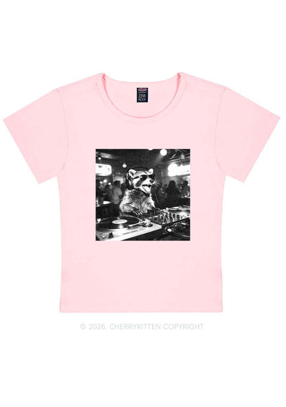 Vintage DJ Raccoon Y2K Baby Tee Cherrykitten