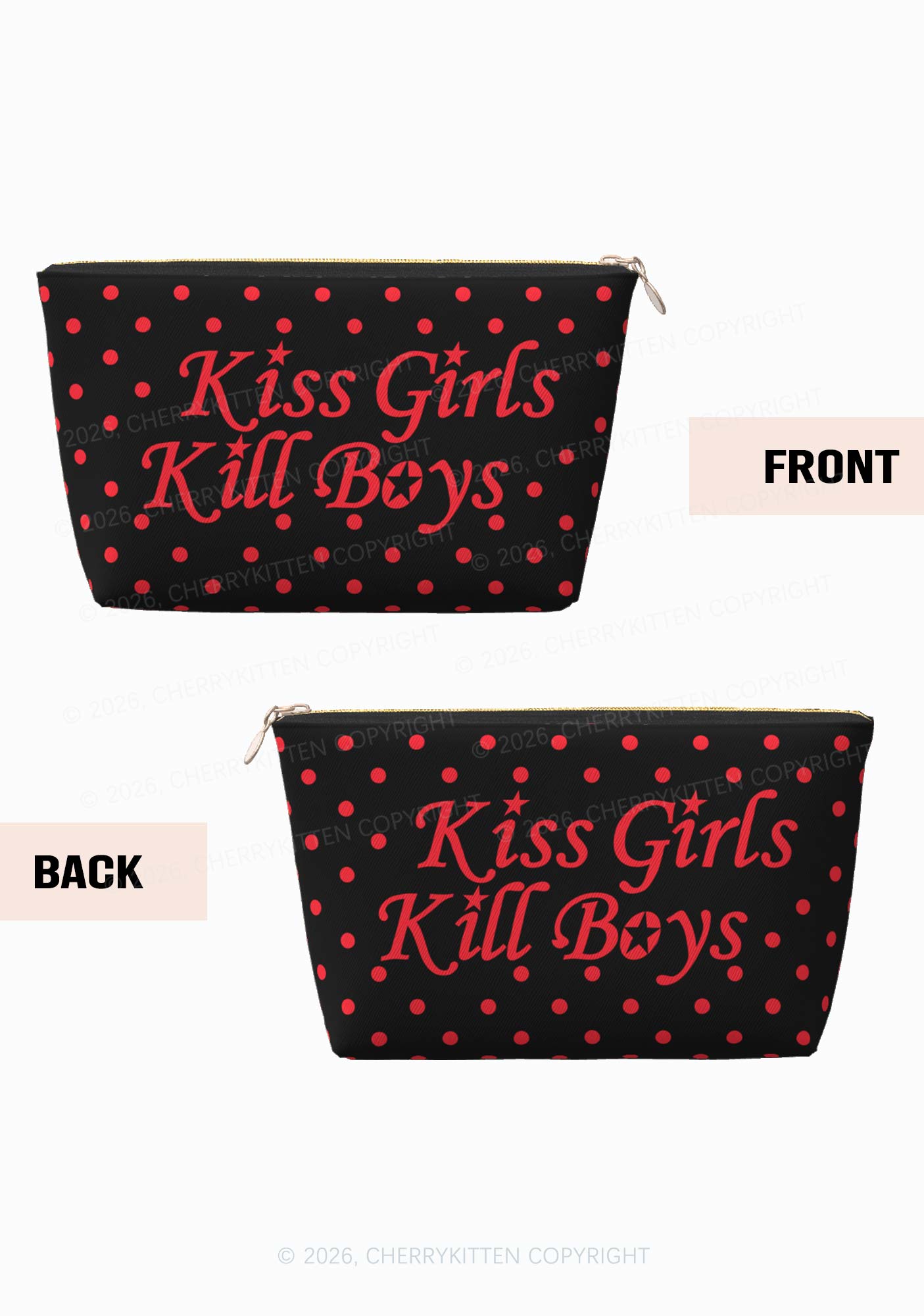 Kiss Girls Kill Boys Pride Y2K Makeup Bag Cherrykitten