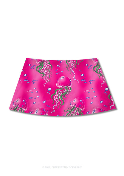 Hot Pink Jellyfish Bubble Y2K Print Mini Skirt Cherrykitten