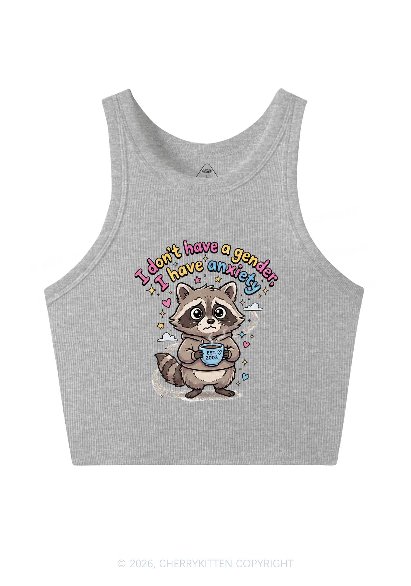 Raccoon I dont Have A Gender Pride Y2K Crop Tank Top Cherrykitten