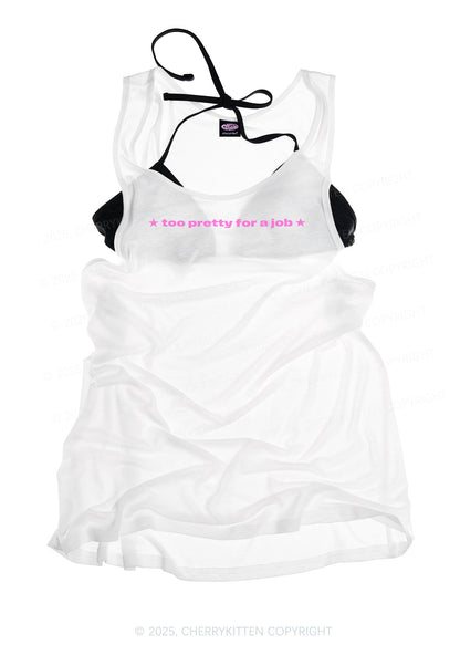Too Pretty For Job Y2K Sheer Boyfriend Tank Cherrykitten
