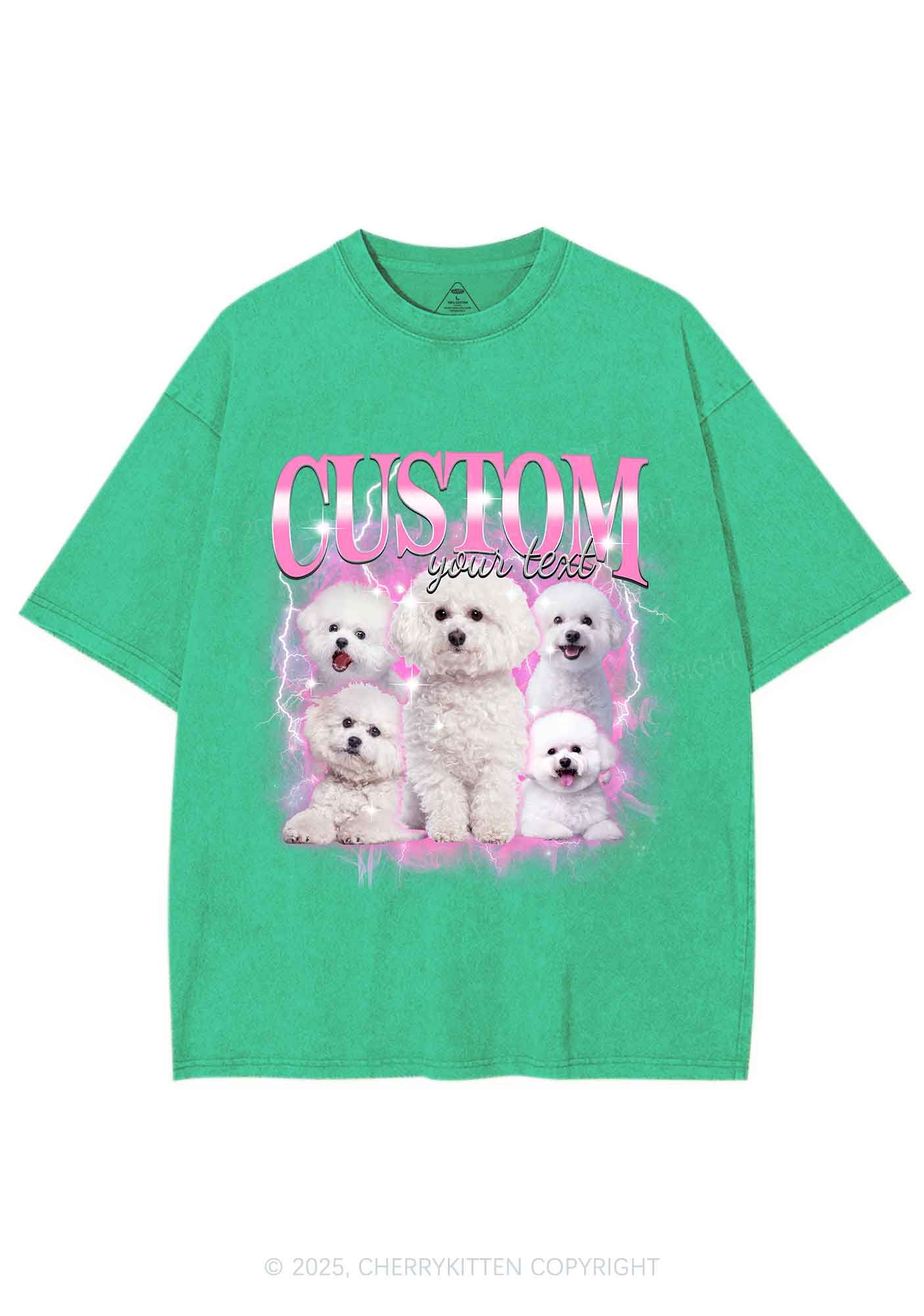 Custom Cute Puppy Photo Y2K Shirts Washed Tee Cherrykitten