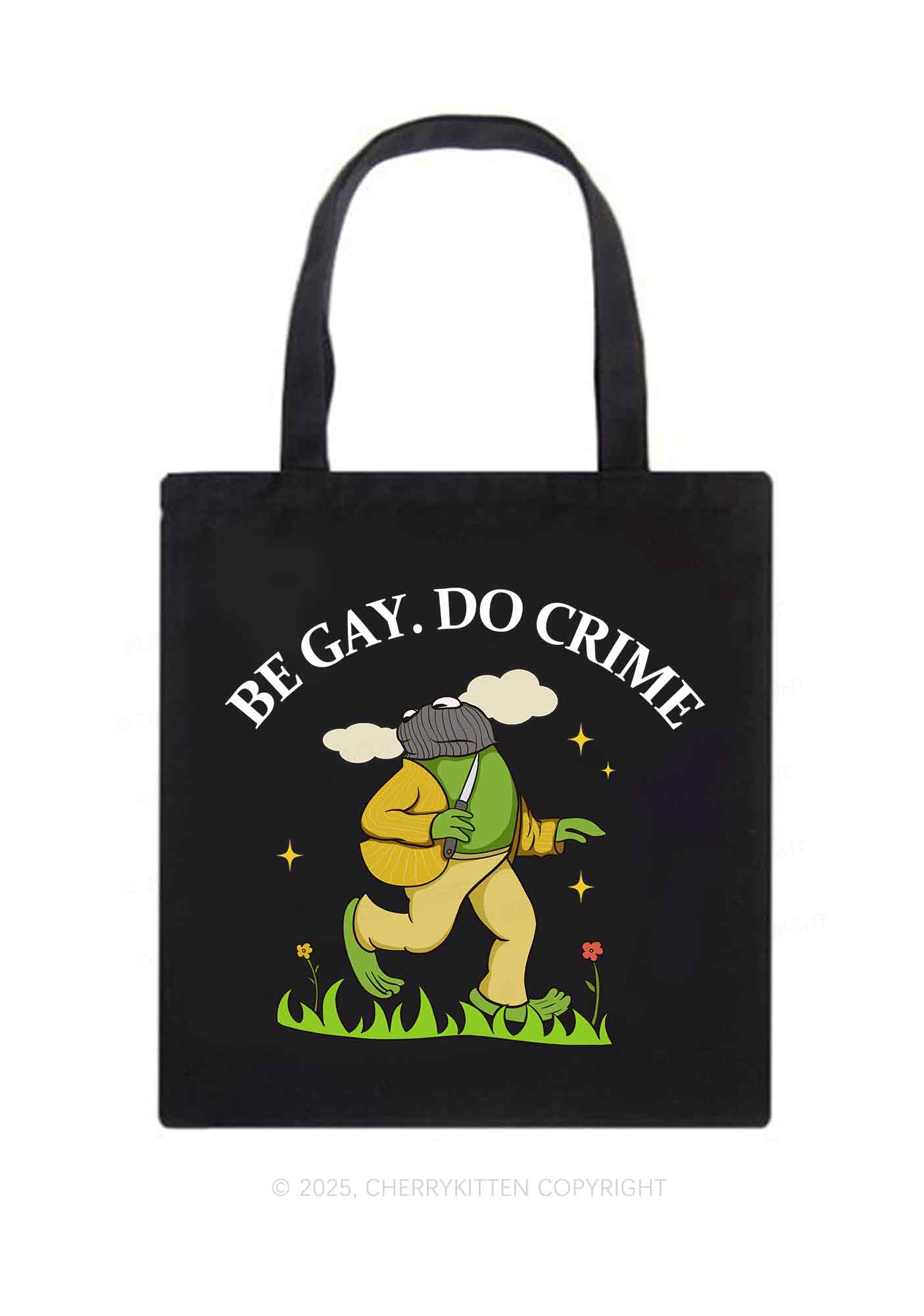 Be Gay Do Crime Frog Pride Y2K Canvas Tote Bag Cherrykitten