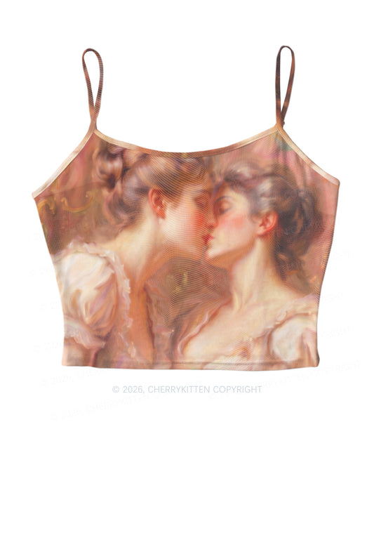 Pastel Dreamy Kissing Couple Pride Y2K Mesh Cami Tank Cherrykitten