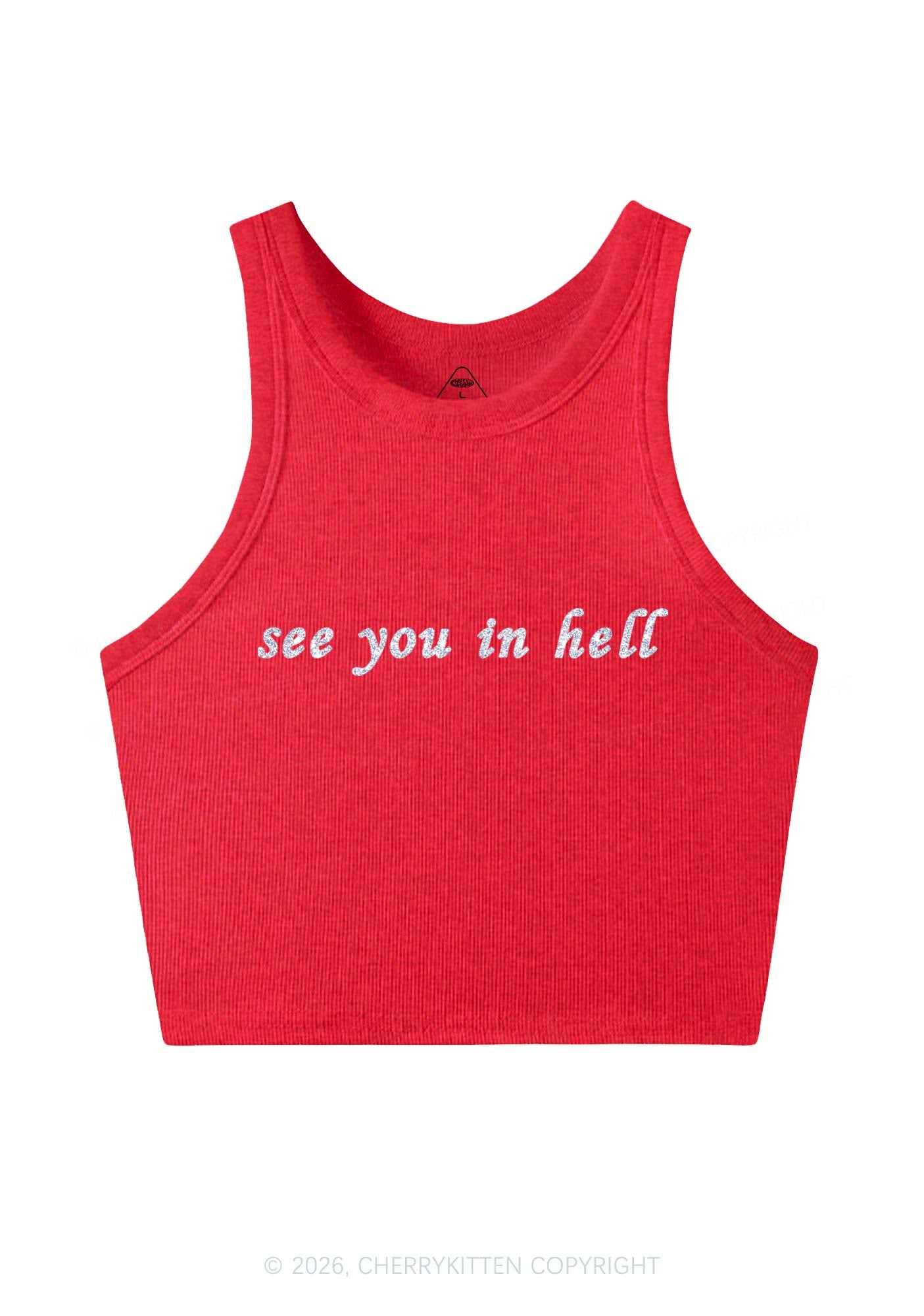 Glitter See You In Hell Pride Y2K Crop Tank Top Cherrykitten