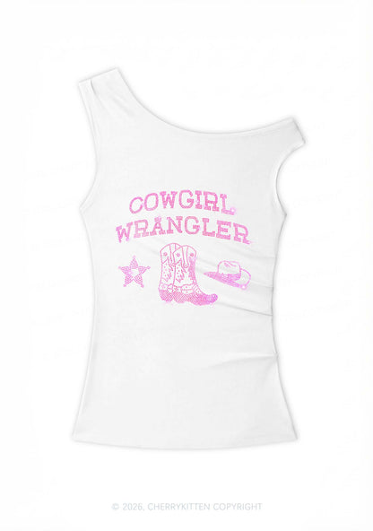 Rhinestone Cowgirl Wrangler Boots Pride Y2K Off Shoulder Tank Top Cherrykitten