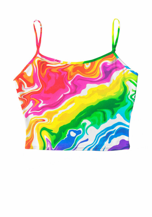 Rainbow Liquid Tie Dye Pride Y2K Mesh Cami Tank Cherrykitten