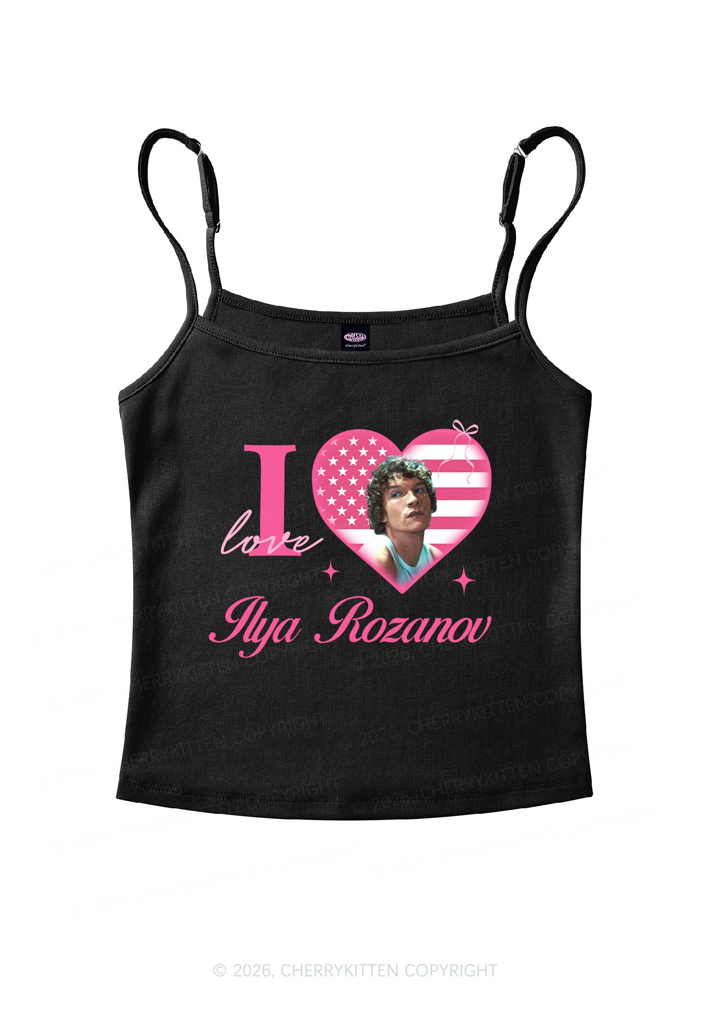 I Love IR HR Y2K Spaghetti Strap Cami Cherrykitten