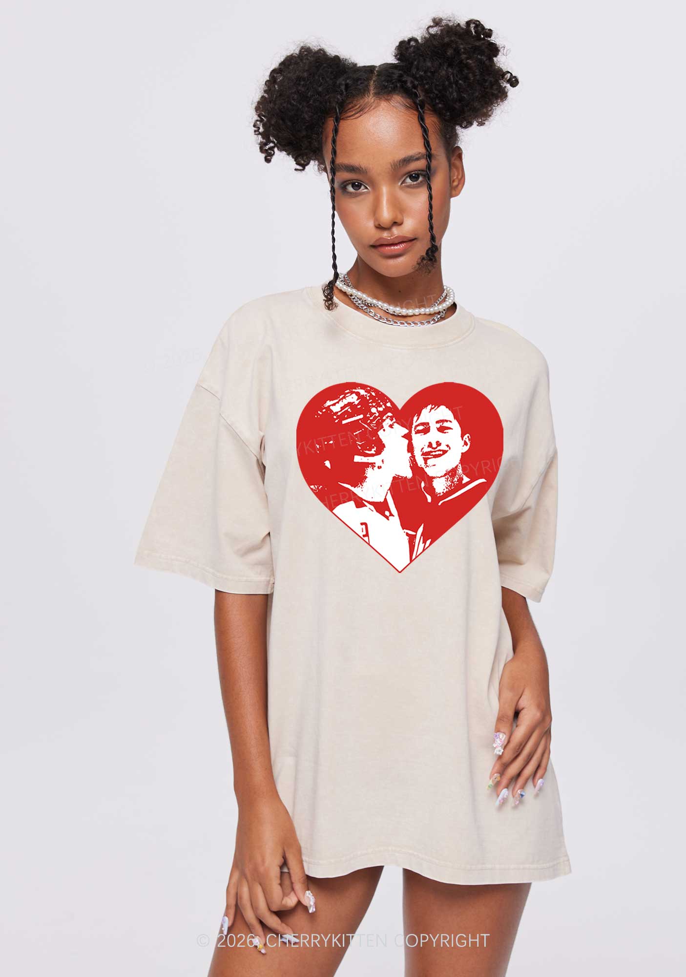 Red Heart Bros HR Y2K Shirts Washed Tee Cherrykitten