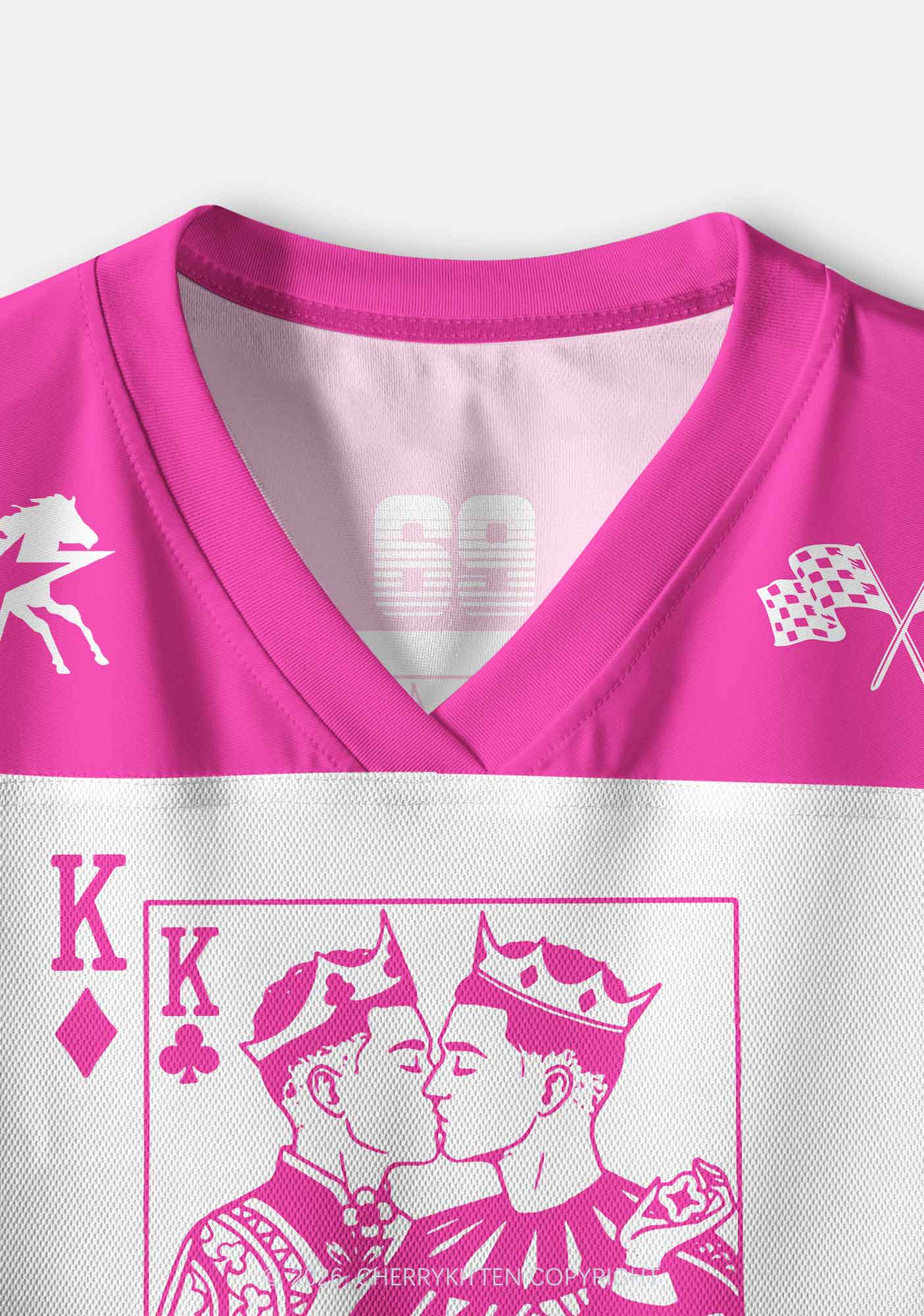 Hot Pink Gay King Pride Y2K Crop Sport Jersey Shirts Cherrykitten