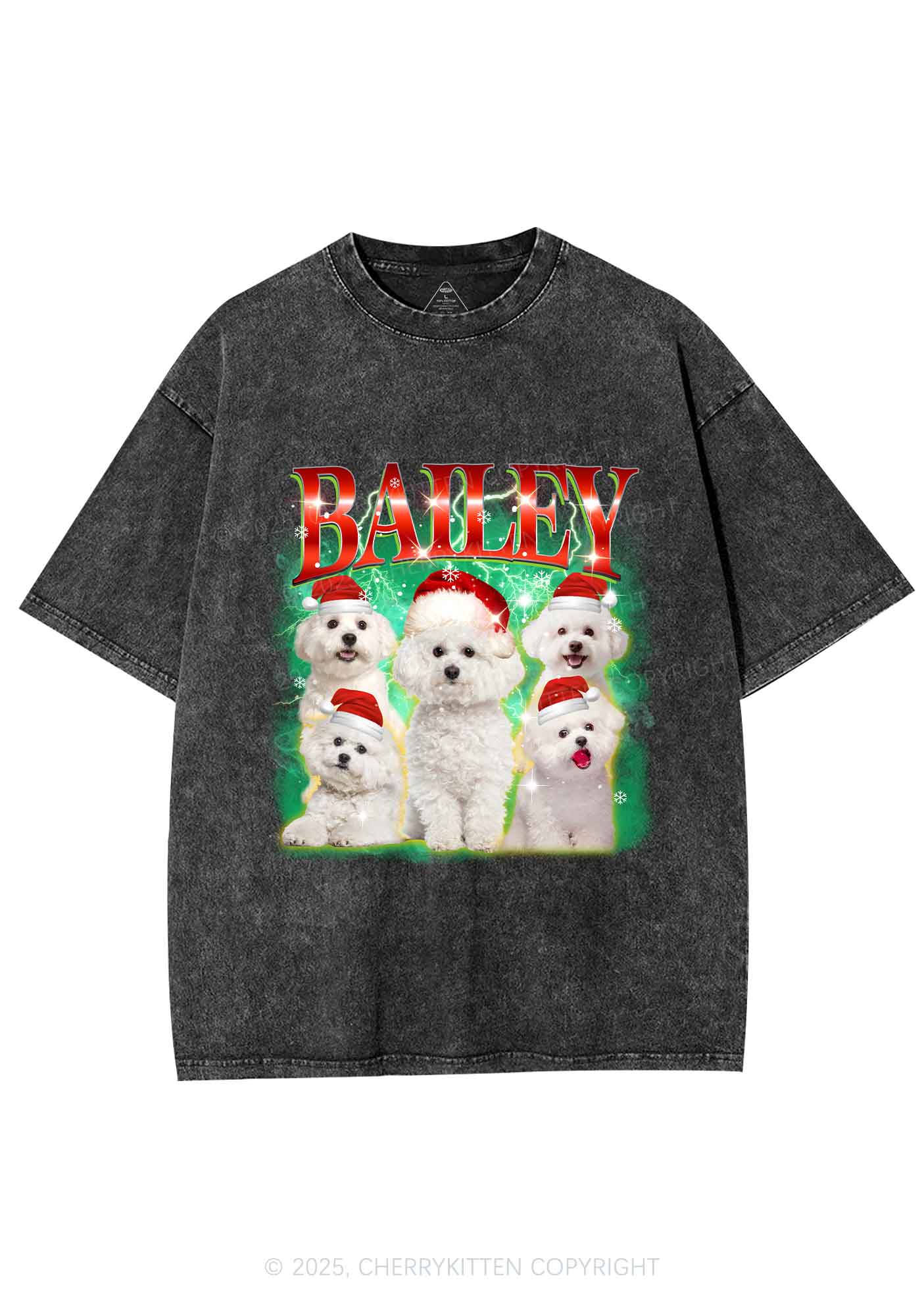 Custom Christmas Puppy Y2K Shirts Washed Tee Cherrykitten
