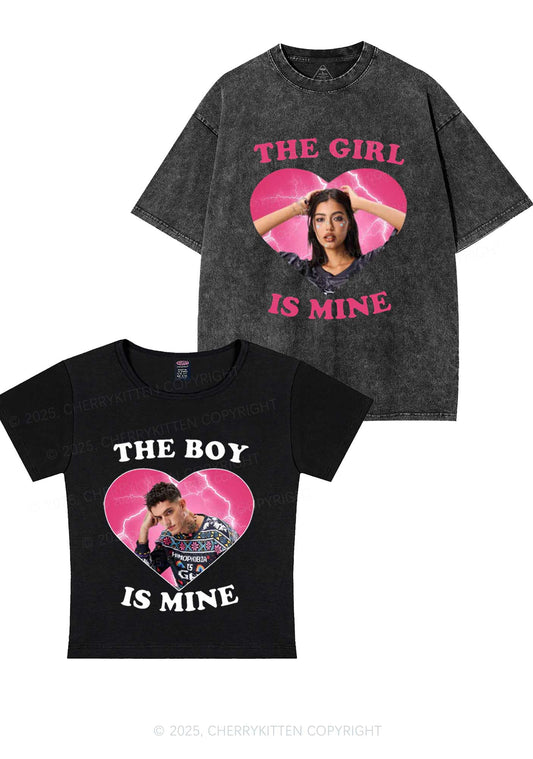 Custom Boy Girl Is Mine Y2K Valentine's Day Couple Shirt Cherrykitten