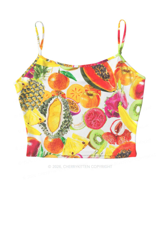 Tropical Fruit Pride Y2K Mesh Cami Tank Cherrykitten