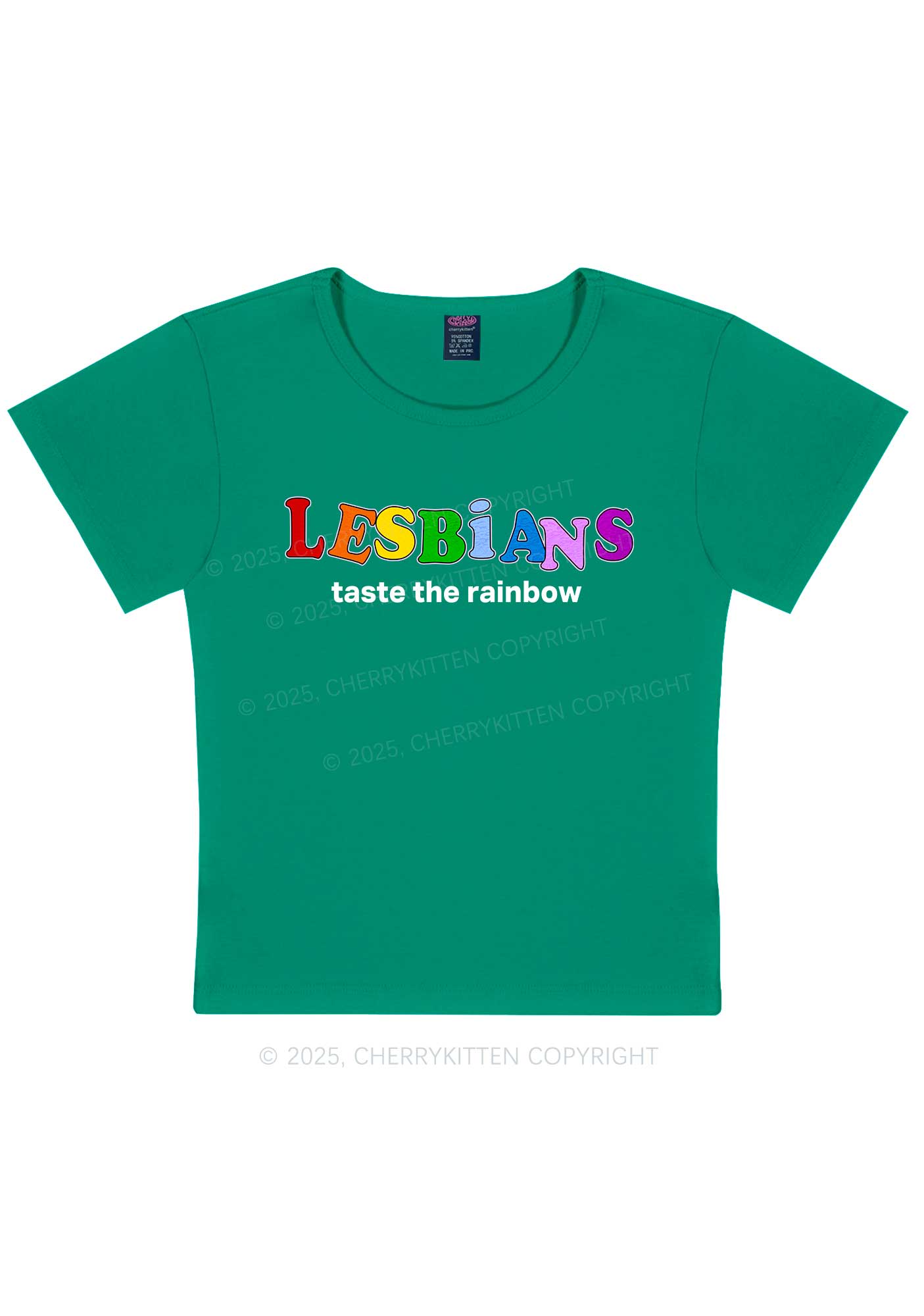Lesbians Taste The Rainbow Y2K Baby Tee Cherrykitten