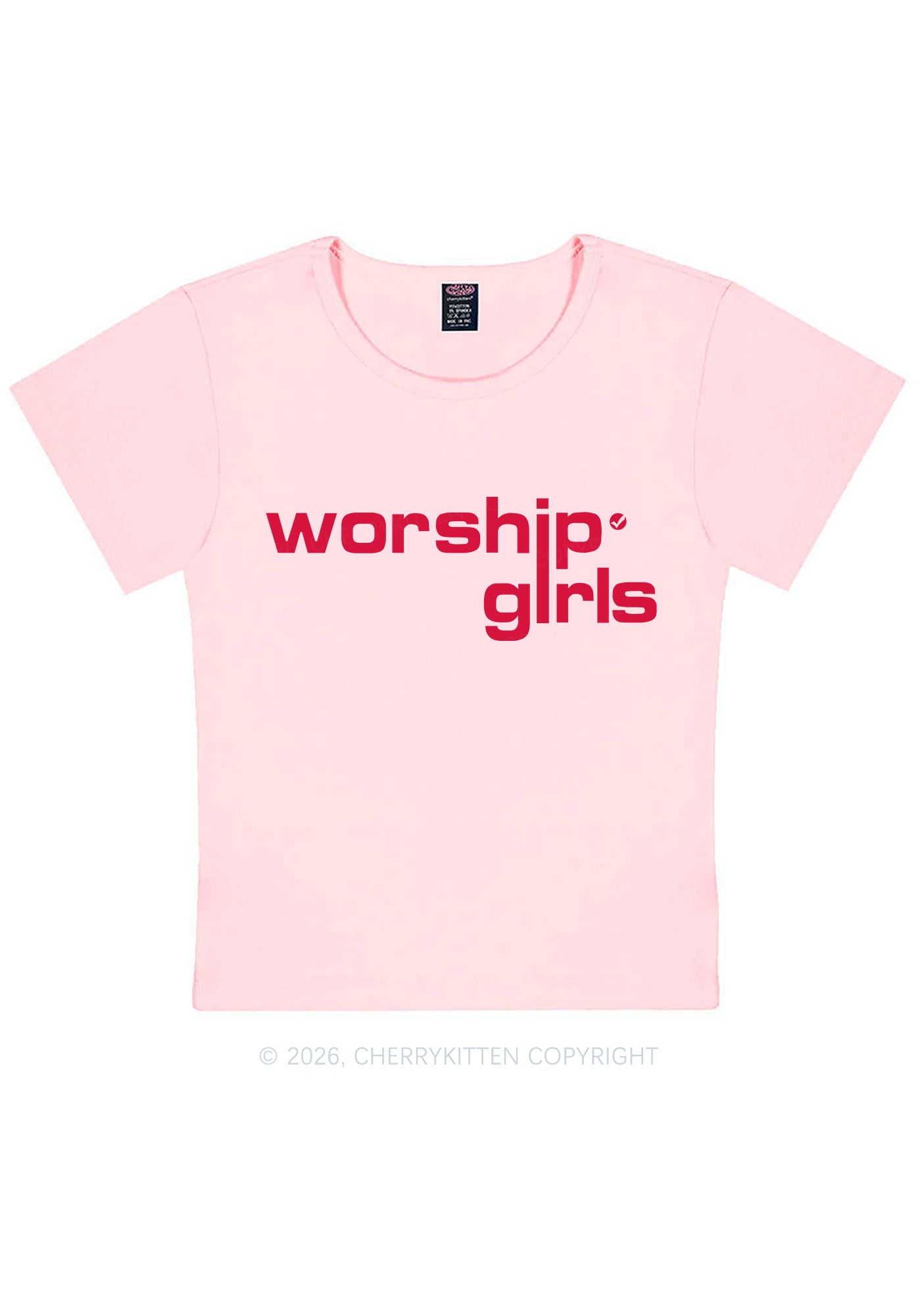 Worship Girls Pride Y2K Baby Tee Cherrykitten
