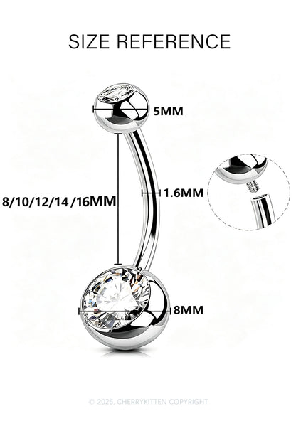 1pc Titanium Double Gemmed Y2K Navel Piercing Cherrykitten