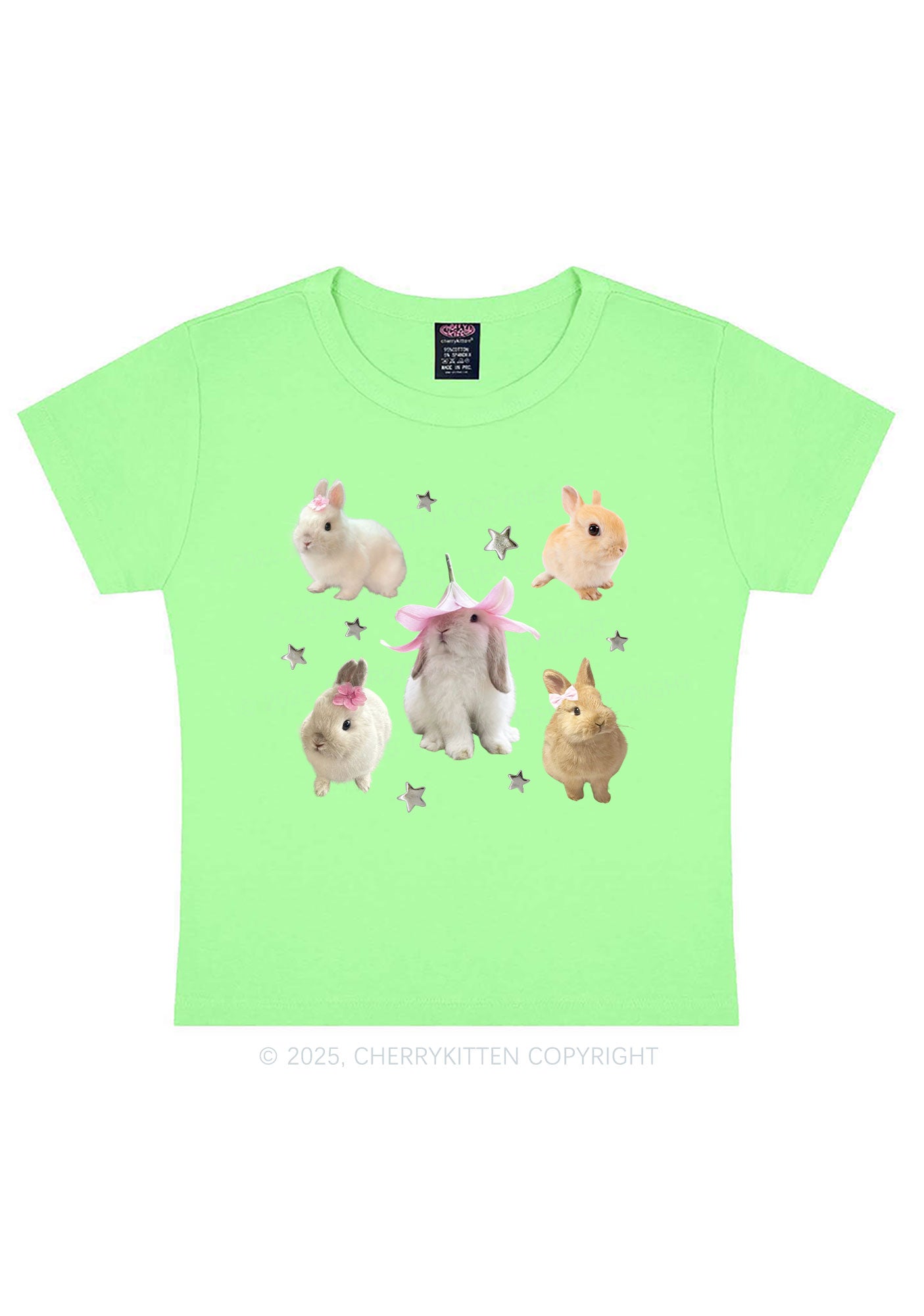 Lovely Rabbits Y2K Baby Tee Cherrykitten