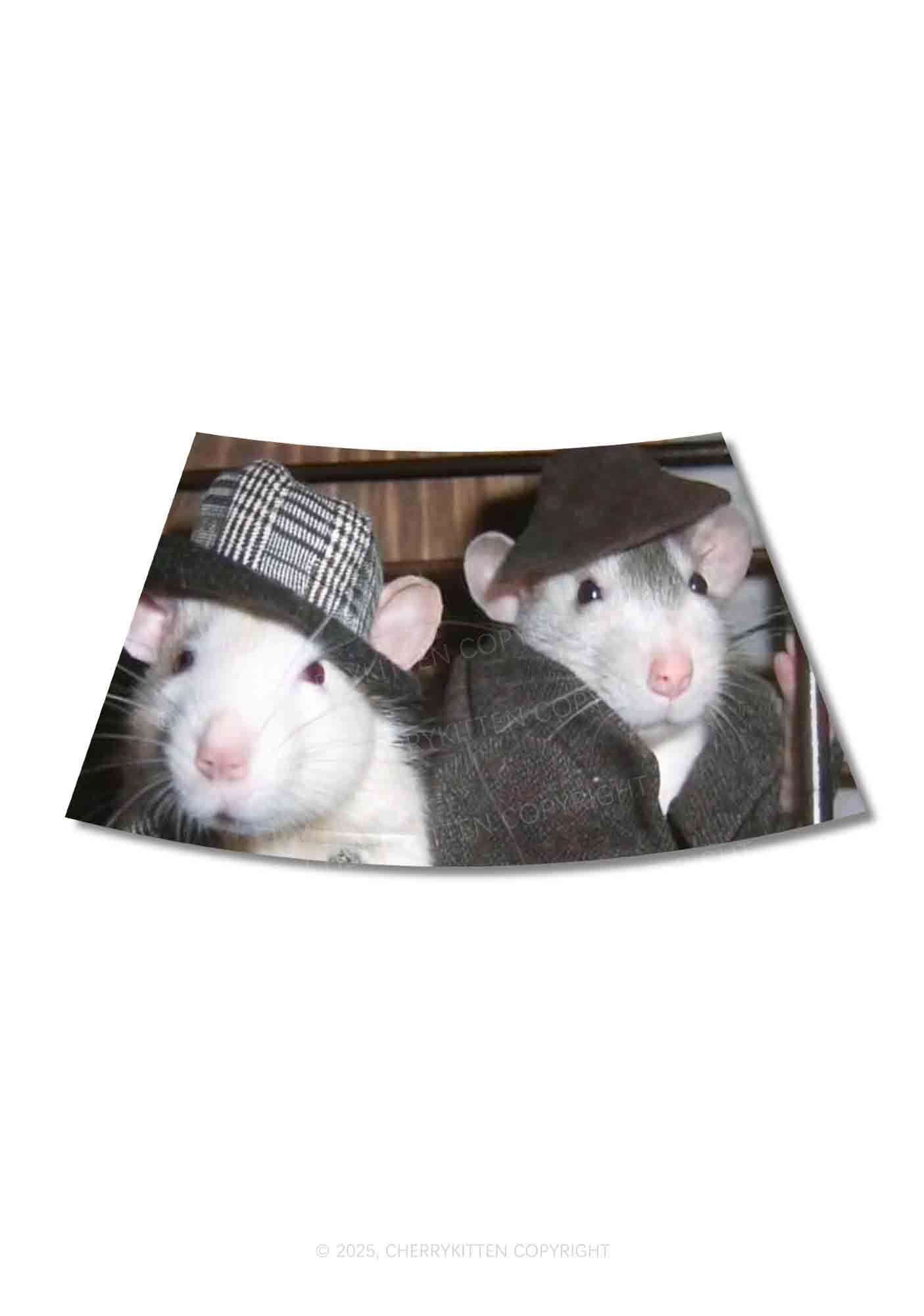 Gentlemen Rats Y2K Print Mini Skirt Cherrykitten