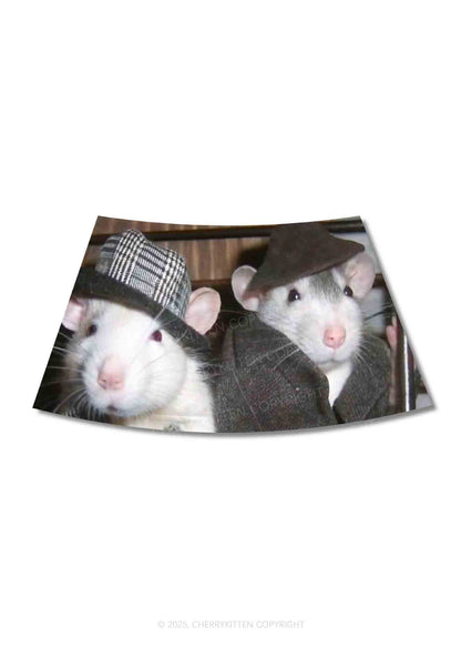 Gentlemen Rats Y2K Print Mini Skirt Cherrykitten
